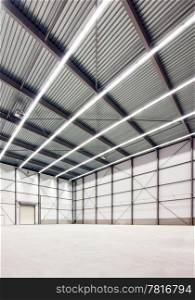 Interior of a very large empty storage room