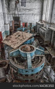 Interior of an old abandoned industrial building