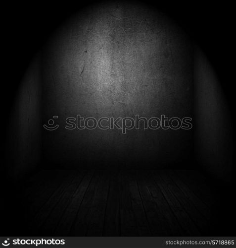 Interior of an old room with spotlight