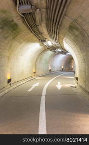 Interior of an urban walkway tunnel road