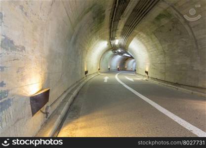Interior of an urban walkway tunnel road