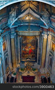 Interior of Basilica de Estrela or Royal Basilica and Convent of the Most Sacred Heart of Jesus. Lisbon, Portugal