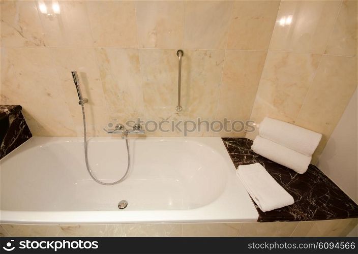 Interior of bathroom with shower