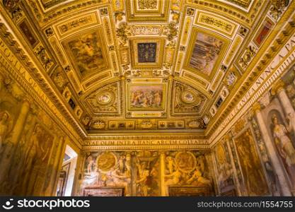 Interior of Castle Saint Angelo in Rome, Italy in a summer day
