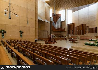 Interior of Cathedral of Our Lady of the Angels in Los Angeles downtown CA USA