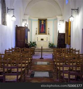 Interior of church, Aragonese Castle, Ischia Island, Campania, Italy
