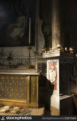 Interior of church in Venice, Italy.