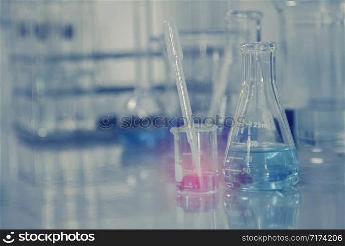 Interior of clean modern medical or chemistry laboratory background. lab science equipments.