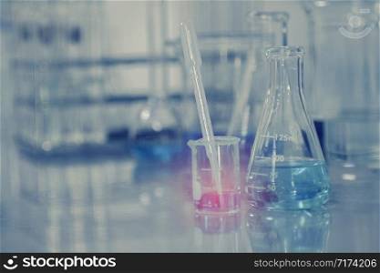 Interior of clean modern medical or chemistry laboratory background. lab science equipments.