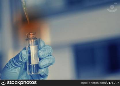 Interior of clean modern medical or chemistry laboratory background. Laboratory scientist working at a lab.