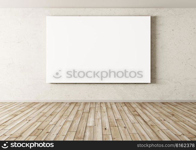 Interior of empty room with big poster background 3d rendering