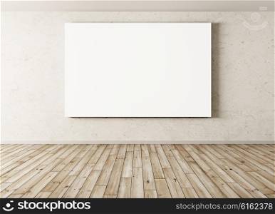 Interior of empty room with big poster background 3d rendering