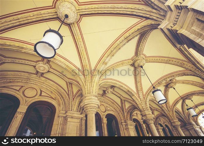 Interior of European church, vintage style