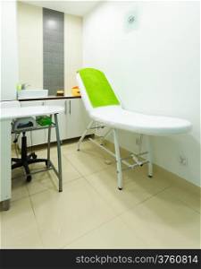 Interior of healthy beauty spa salon. Modern equipment in treatment room. Luxury relax therapy.