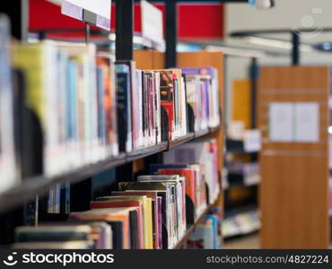 Interior of library with book shelves. Interior of library with book shelves with books