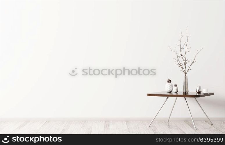 Interior of living room with coffee table 3d rendering