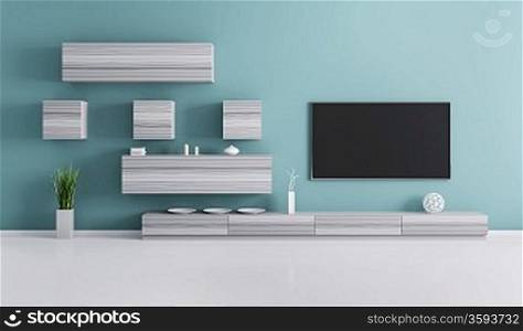Interior of living room with plasma tv 3d render