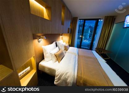 Interior of modern comfortable hotel room