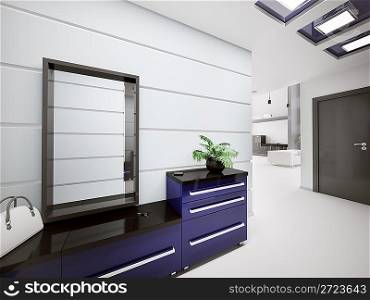 Interior of modern entrance hall in apartment 3d render