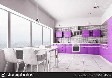 Interior of modern kitchen 3d render