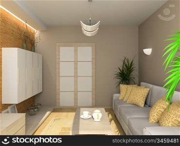 Interior of modern living-room. 3D render