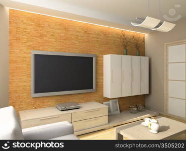 Interior of modern living-room. 3D render