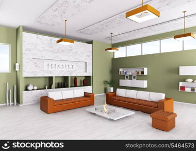 Interior of modern living room 3d render