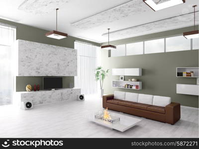 Interior of modern living room 3d render