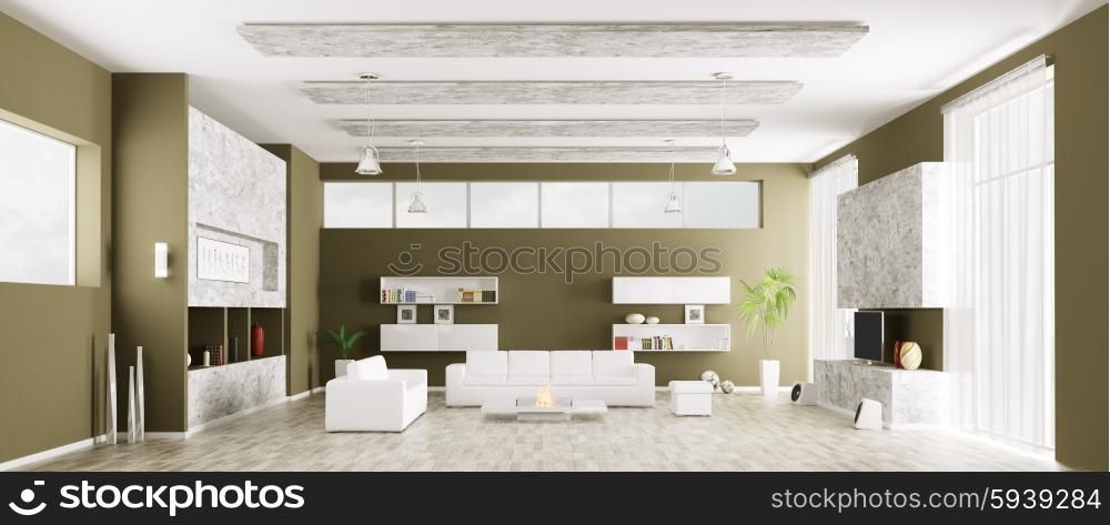 Interior of modern living room panorama 3d render