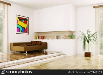 Interior of modern room wit sofa 3d render