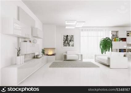 Interior of modern white living room 3d render