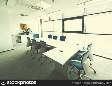 interior of new modern office meeting room with big windows