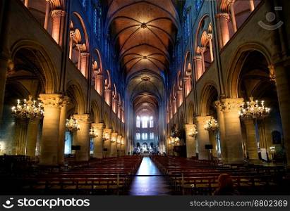 Interior of Notre Dame de Paris, France