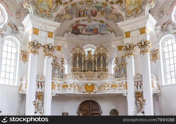 Interior of Pilgrimage Church of Wies near Fussen Bavaria, Germany