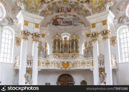 Interior of Pilgrimage Church of Wies near Fussen Bavaria, Germany
