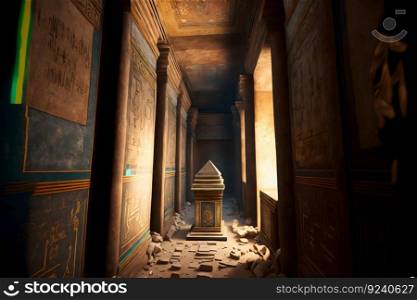 Interior of sacred tombs in pyramids from Giza, Egypt. Neural network AI generated art. Interior of sacred tombs in pyramids from Giza, Egypt. Neural network generated art