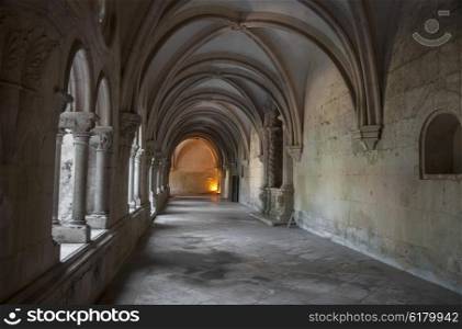 Interior of the Alcobaca Monastery. This monastery was the first Gothic building in Portugal.