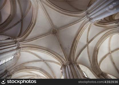 Interior of the Alcobaca Monastery, view from the bottom. This monastery was the first Gothic building in Portugal.