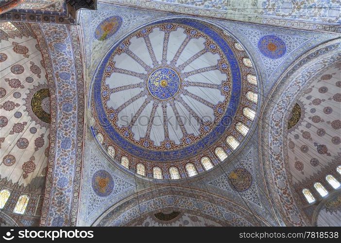 Interior of the Blue mosque, Istanbul, Turkey