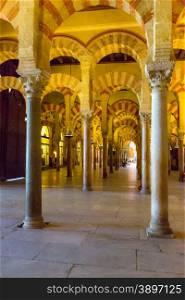 Interior of The Cathedral and former Great Mosque of Cordoba - La Mezquita