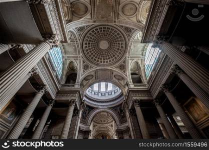 Interior of The Pantheon (Pantheon) in Paris, France