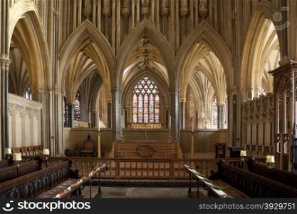 Interior of Wells Cathedral in the City of Wells in England