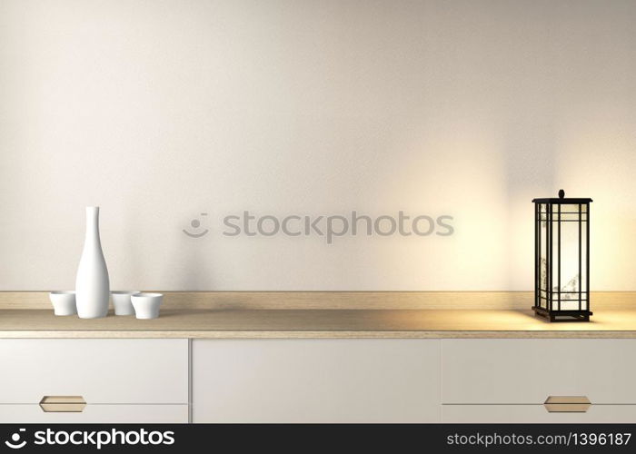 interior poster mock up scene top table cabinet Tv wooden. 3D rendering