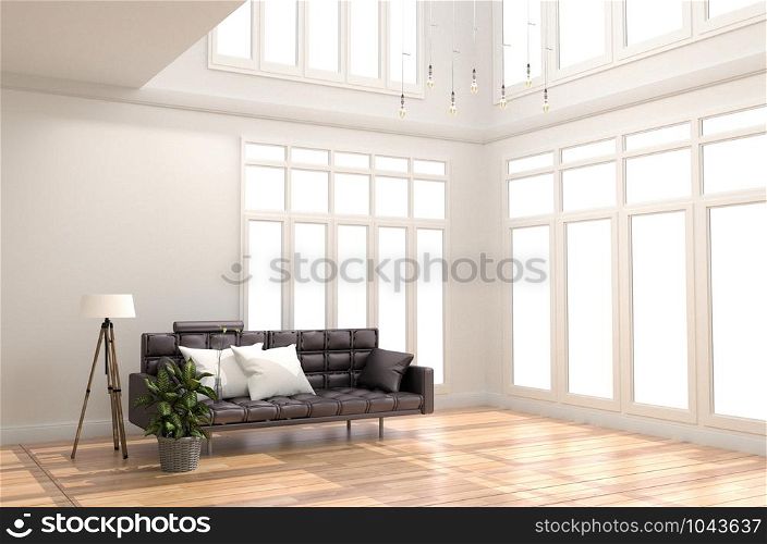 Interior Room Design Living Room White Scandinavian style. 3D rendering