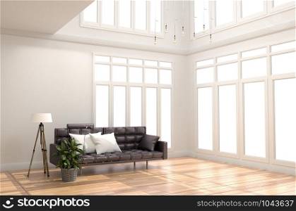 Interior Room Design Living Room White Scandinavian style. 3D rendering