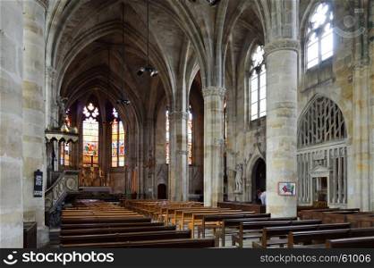 Interior view church Saint Etienne in Bar le Duc . Interior view church Saint Etienne in Bar le Duc in the department of Meuse in France