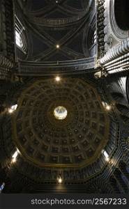 Interior view of dome in Cathedral of Siena.