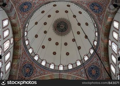 Interior view of Kilic Ali Pasha Mosque that is part of Ali Pasha Complex, built between 1580 and 1587 by Mimar Sinan in Beyoglu,Istanbul,Turkey.25 July 2019