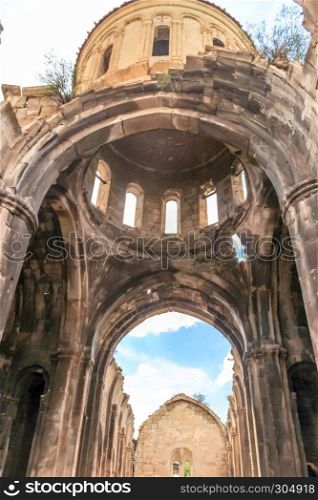 Interior view of Oshki or Oshk Vank,church of St John Baptist locates in Uzundere distrist of Erzurum province Turkey.18 May 2014. Interior view of Oshki or Oshk Vank church