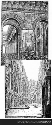 Interior views of the ruins, vintage engraved illustration. Paris - Auguste VITU ? 1890.